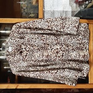Covington Size LG 14 - 16 Zip Front Animal Print Blouse